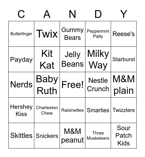 Candy Bingo Card