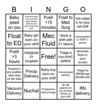 Labor Bingo! Bingo Card