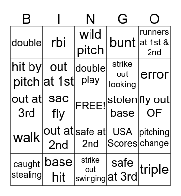 baseball bingo Card