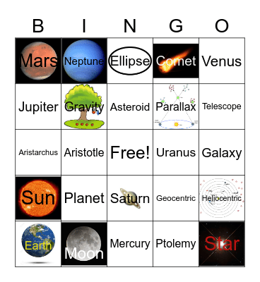 Space Science Bingo Card
