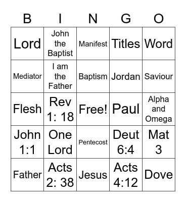 Bible Bingo Card