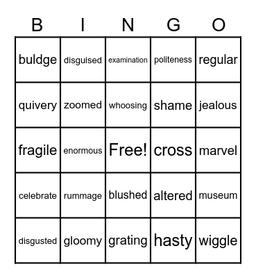 Flat Stanley Bingo Card