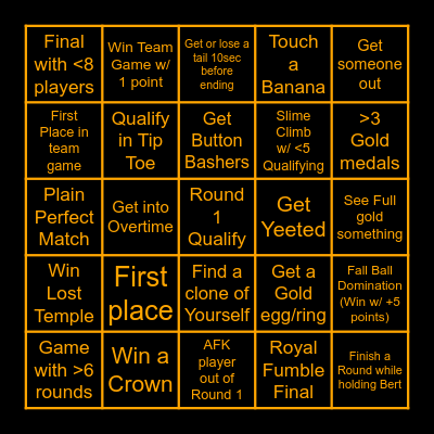Fall Guys Bingo Card