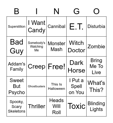 Halloween Bingo Card