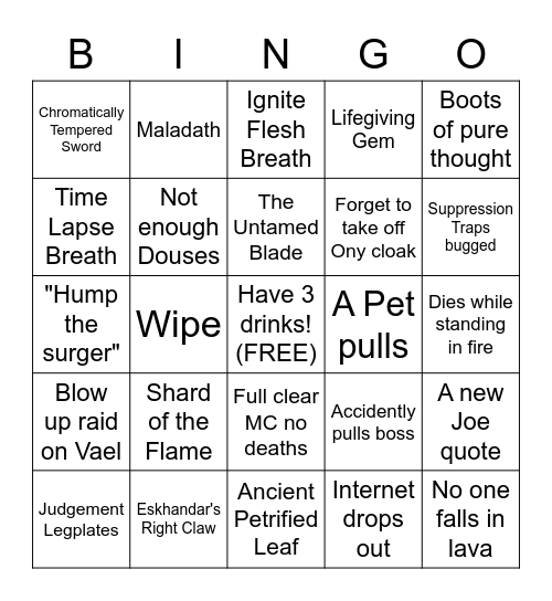 Drunken Halloween MC/BWL Bingo Card