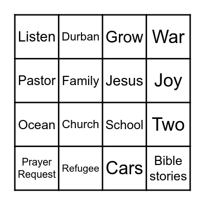 Listening Card Bingo Card