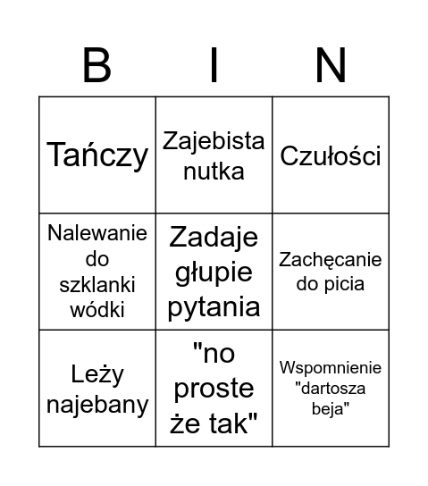 Dartosz Bej Bingo Card