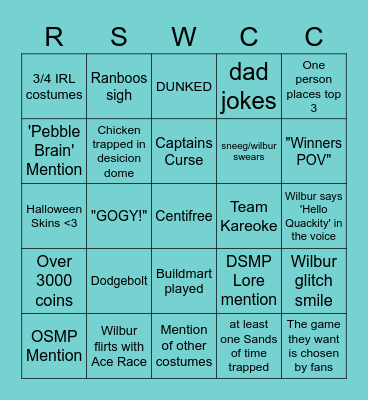 Cyan Centipedes Bingo Card