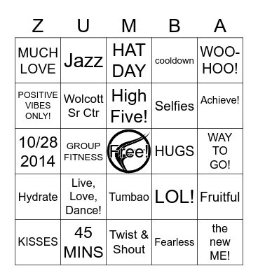 ZUMBA BINGO! Bingo Card