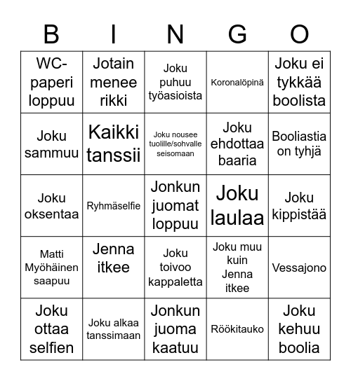 Jennan kolmekymppiset Bingo Card