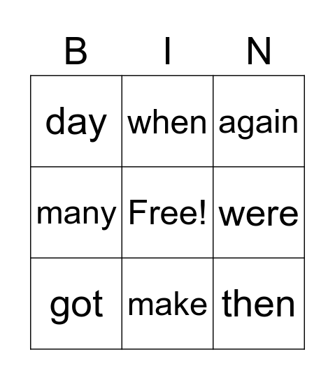 Squares Bingo Card