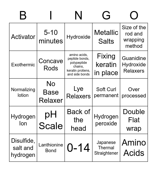 Chapter 20 Chemical Texture Services Bingo Card