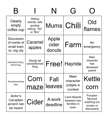 FallMark Bingo Card