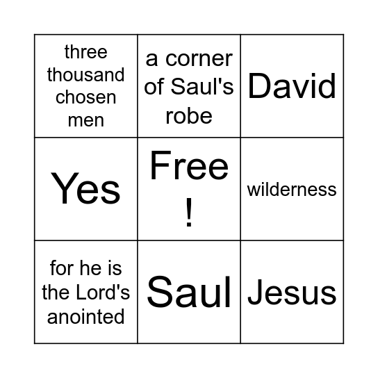 David Showed Mercy Bingo Card