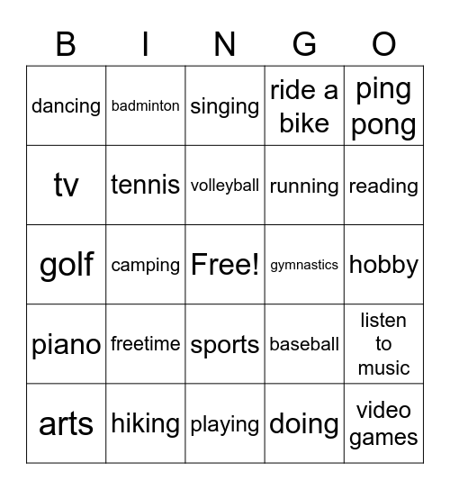 Sunday 2:15 Class Bingo Card