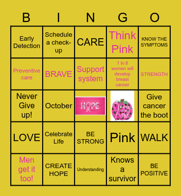 Breast Cancer Awareness Bingo Card