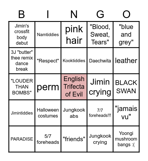PTD CONCERT PREDICTIONS/THIRSTLIST Bingo Card