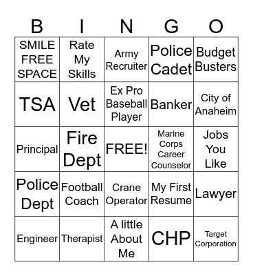 Glenview Career Day 2015 Bingo Card