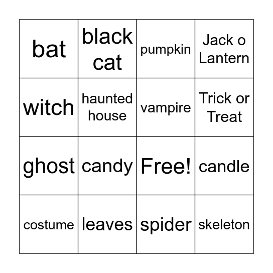 Happy Halloween! Bingo Card