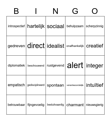 Enneagram Bingo Card