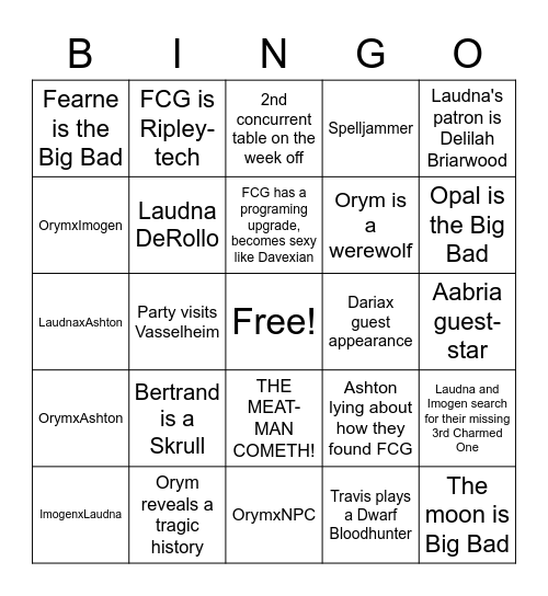 C3 Tinfoil Bingo Card