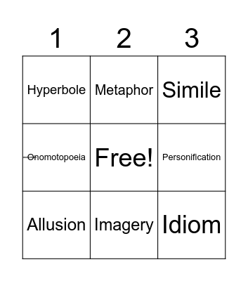 Figurative Language Tic-Tac-Toe Bingo Card