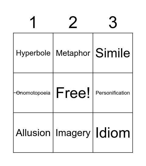 Figurative Language Tic-Tac-Toe Bingo Card