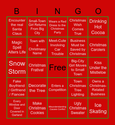 Hallmark Christmas Movie Bingo Card