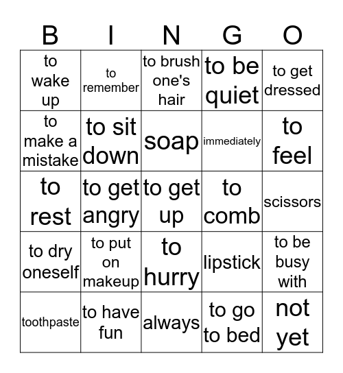French 2 Lessons 19-20 vocab  Bingo Card