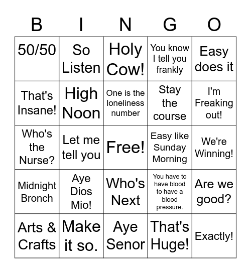 Mendi Motto Bingo Card