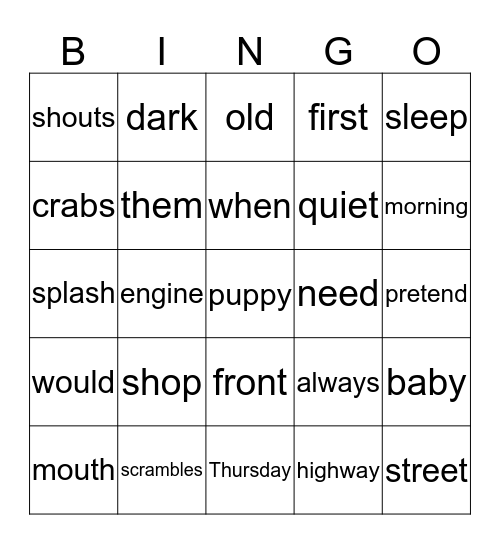 DAISY AND THE PUPPY  Bingo Card