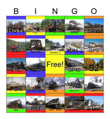 Railroads Across America Bingo Card