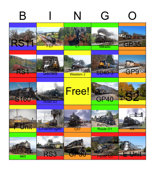 Railroads Across America Bingo Card