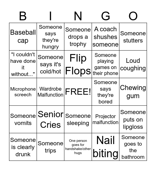 Rally Bingo Card