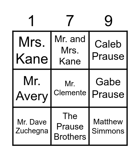 Troop 179 Reunion Bingo Card