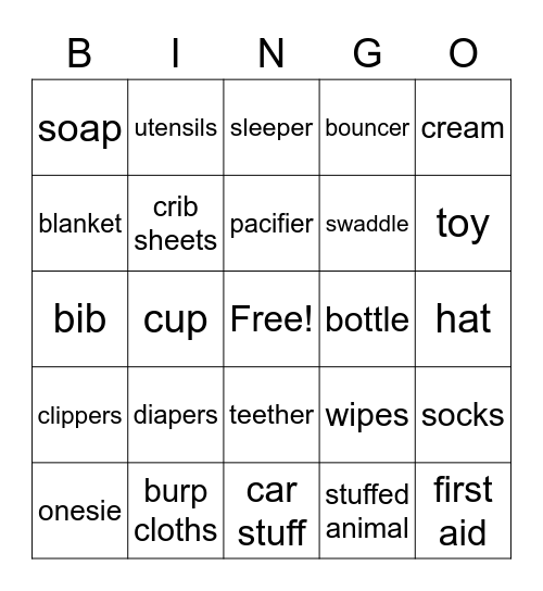 Baby Shower Bingo Card