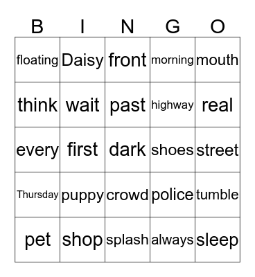 DAISY AND THE PUPPY Bingo Card