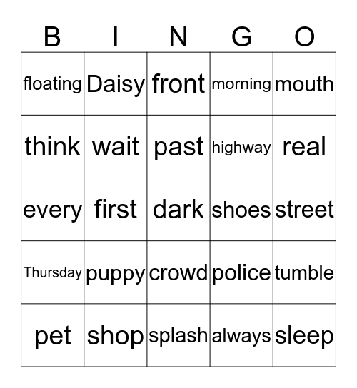 DAISY AND THE PUPPY Bingo Card