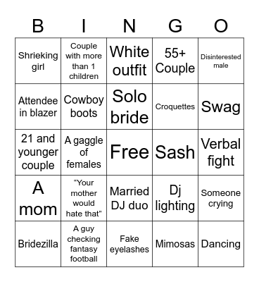 Wedding Expo Bingo Card
