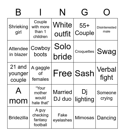 Wedding Expo Bingo Card