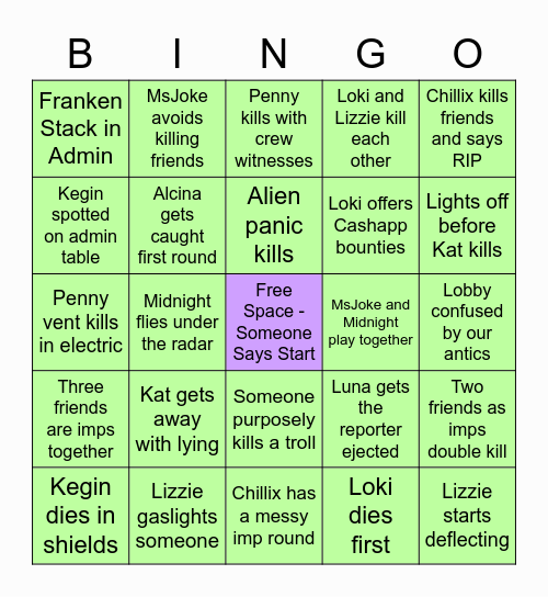 Zeemongus Bingo Night Bingo Card
