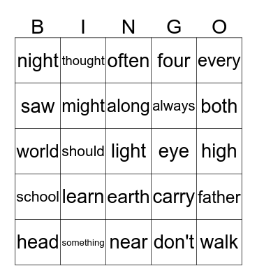 Q4 Sight Word BINGO Card