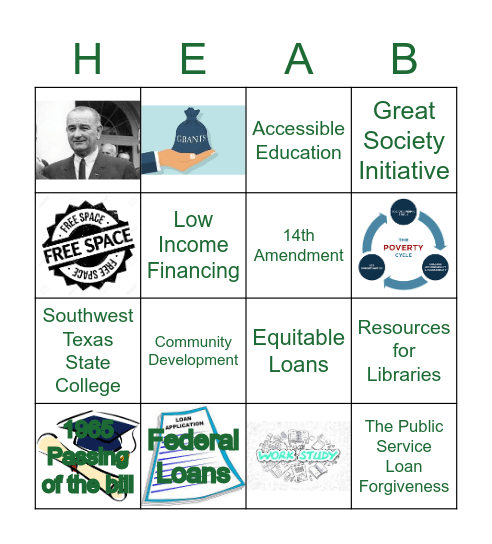 Higher Education Act Bingo Card