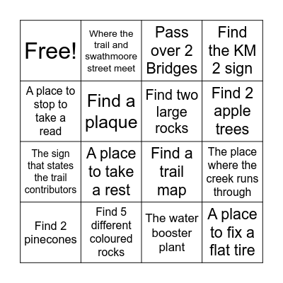 Georgian Trail Bingo Card