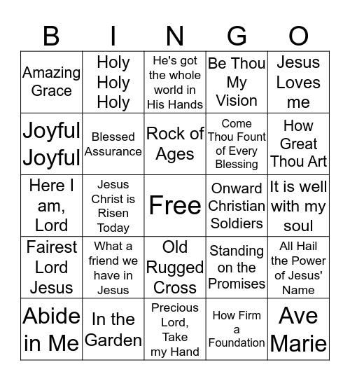 Hymn Titles  Bingo Card