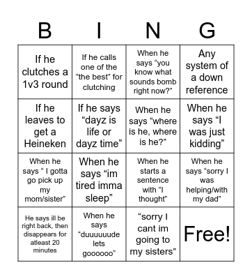 THEW MAN BINGO TIME 5 DOLLAR BUYIN Bingo Card