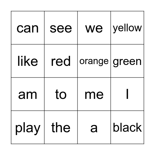 Spooky Words Bingo Card