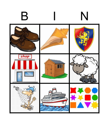'Sh' words Bingo Card