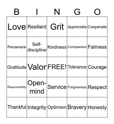 CHARACTER BINGO Card