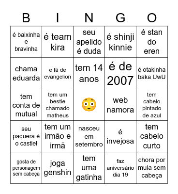 bingo de gente imitona😒 Bingo Card